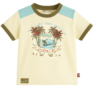 T-shirt for boys Wojcik Fala O Zachodzie Słońca yellow, 104