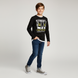 Teen Boy's Long Sleeve Shirt "Street Reporter" 123-42B-99-100 Black with Sneaker Print, 164