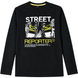 Teen Boy's Long Sleeve Shirt "Street Reporter" 123-42B-99-100 Black with Sneaker Print, 164