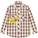 Boys Plaid Long-Sleeve Shirt "Wojcik Jaskinioiec 2" with Yellow Graphic Print, 128