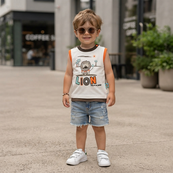 Tank top for boy Wojcik Lew-Krol Dzungli 2 cream, 80