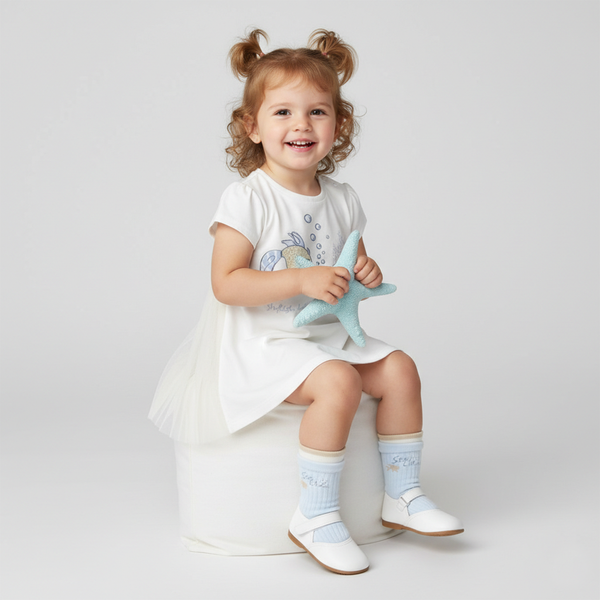Girl's Tunic Wojcik "Morski Szyk" Cream with Tulle, 86