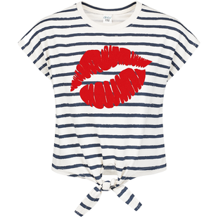 T-shirt for girls G-004 Kiss me white striped, 128