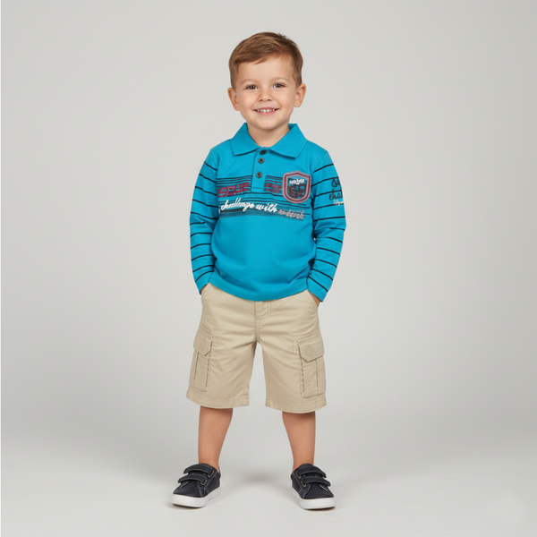 Лонгслів поло для хлопчика "Moja Lodka" Wojcik блакитний з морською вишивкою 2011 Л ХС фото