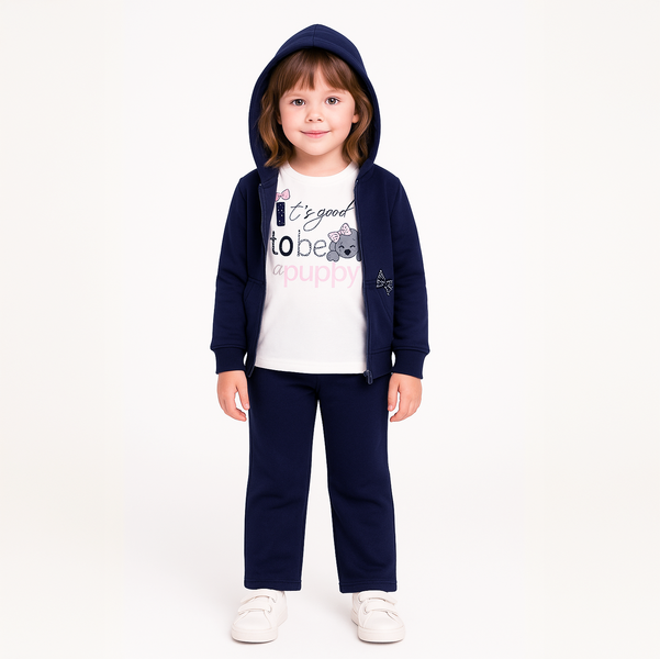 Girls&rsquo; hoodie Wojcik Szczeniaczek navy blue, 92