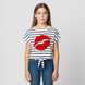 T-shirt for girls G-004 Kiss me white striped, 128