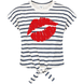 T-shirt for girls G-004 Kiss me white striped, 128