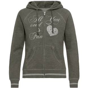 Girls&rsquo; Hoodie Reporter Young with Hood Grey with Rhinestones and Slogan 133-55G-98-152, 152