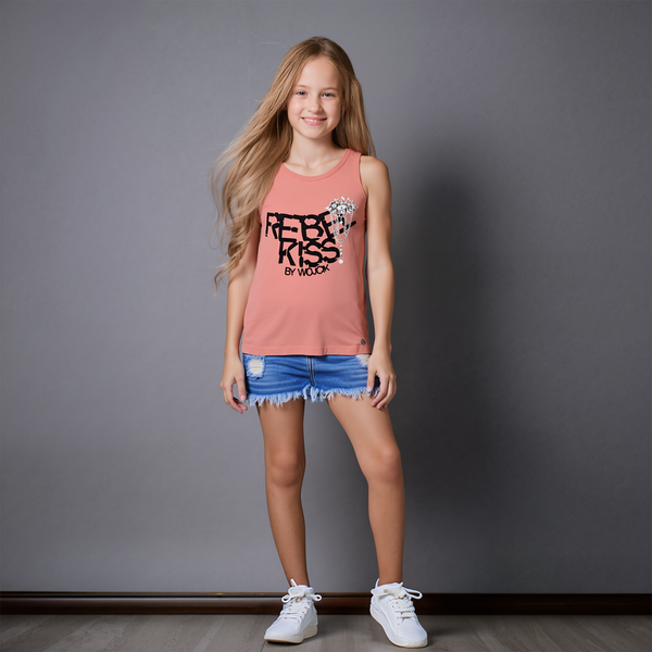 Tank top for girls Wojcik Zbuntowany Pocalunek coral, 140