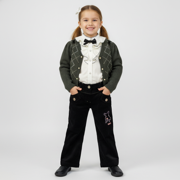 Girls&rsquo; knitted sweater Wojcik &ldquo;Jej Wysokość 1&rdquo; grey, 92