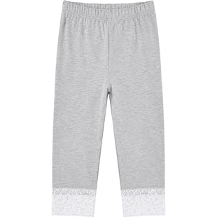 Girl's Leggings Wojcik "Numer Jeden" Cotton Knit Grey Meringue with White Lace, 134