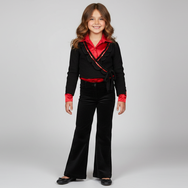 Velour trousers for girl Wojcik "Wschodnia Piękność" black, 134