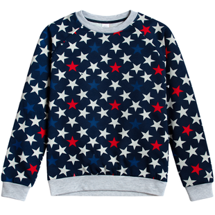 Girl's Sweatshirt "G-025" Blue Star Print Knitted, 128