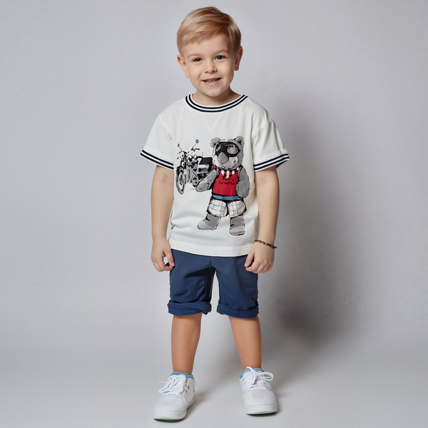 T-shirt for boys Wojcik Niedzwiedzia Przygoda white, 86