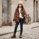 Girls&rsquo; winter & mid-season shearling coat Wojcik Telefon brown, 140