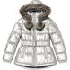 Winter jacket for girls Reporter Young 133-82G-08-199 silver metallic with belt and faux fur, 134