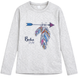 Girl's Long Sleeve Shirt "G-0034" White Melange with Boho Style Print, 134
