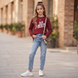 Girls&rsquo; burgundy sweatshirt &ldquo;hello&rdquo; with silver sequins G-031, 134