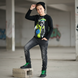 Teen boys&rsquo; long sleeve T-shirt Reporter Young black with skateboarder print 141-42B-89-100, 152