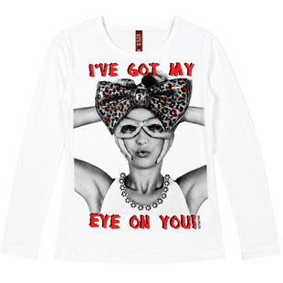 White Printed Long Sleeve Top for Teen Girls Reporter Young "133-42G-19-200", 164