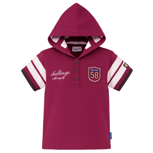 T-shirt for boys Wojcik Moja Lodka burgundy with hood, 98