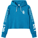 Girl's Hoodie "G-036 GR" Turquoise Cropped with Sleeve Prints, 158