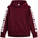 Girl's Hoodie "G-037 Like" Burgundy with Hood and Sleeve Inscriptions, 146