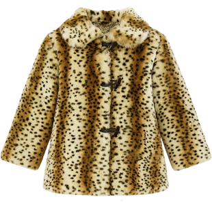 Faux fur coat for girls Wojcik "Telefon" leopard prin, 128
