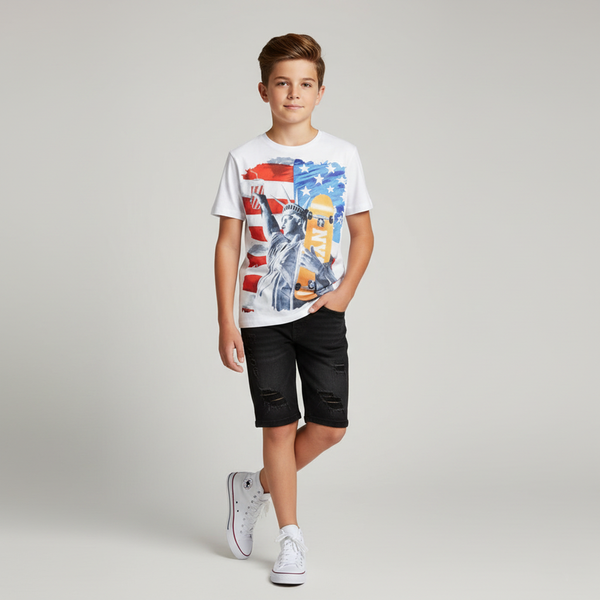 T-shirt for teenage boy Reporter Young 143-40B-16-200 white, 146