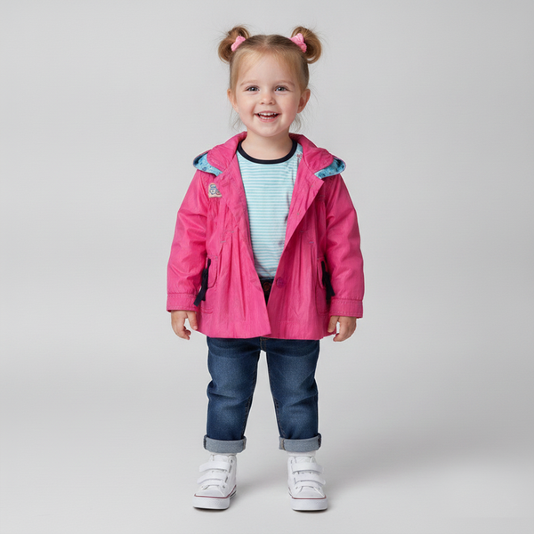 Girl's Spring Jacket "Magiczne Sowy 2" Wojcik Pink with Hood, 80