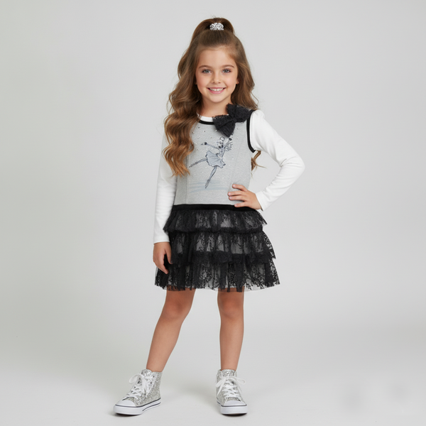 Knit Grey Pinafore Dress for Girl Wojcik &ldquo;Bajeczna Tancerka&rdquo;, 116