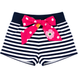 Girl's Knit Shorts Wojcik "Kwiecista Podroz" Navy and White Striped with Large Raspberry Bow, 104