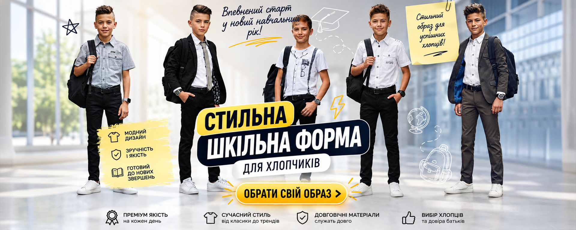 Шкільна форма для хлопчиків і підлітків — стильний шкільний одяг для дітей від класики до сучасних трендів
