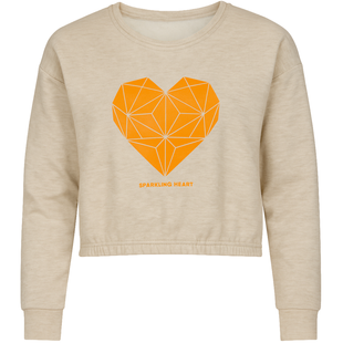 Girls&rsquo; beige sweatshirt with orange geometric heart G-026, 140
