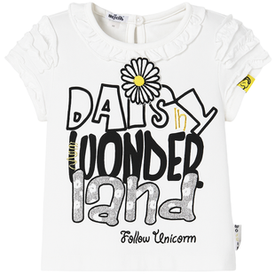 Футболка для дівчинки Wojcik Daisy W Krainie Czarow 1 біла ДВ 62-86 фото