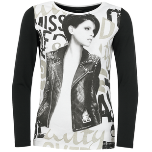 Girls&rsquo; long sleeve top Reporter Young with print 143-46G-14-100 black, 146