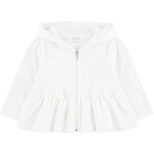 Girl's Cream Hoodie Wojcik "W Parku" Zipped with Bows and Peplum, 80