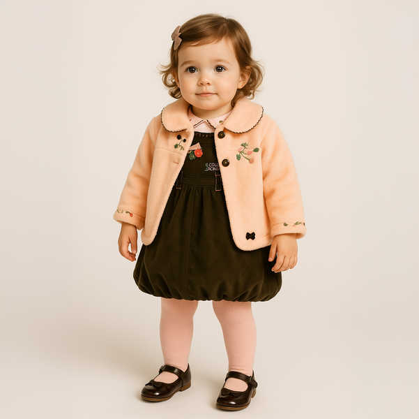 Girls&rsquo; jacket Wojcik Barwny Ogrod 2 coral fluffy fabric, 80