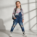 Girl's Sweatshirt "G-023" Grey with Printed Sleeves and Embroidery, 140
