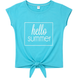 Футболка для дівчинки "G-010" блакитна з зав'язками та написом "Hello Summer" copy_728051827 фото 1
