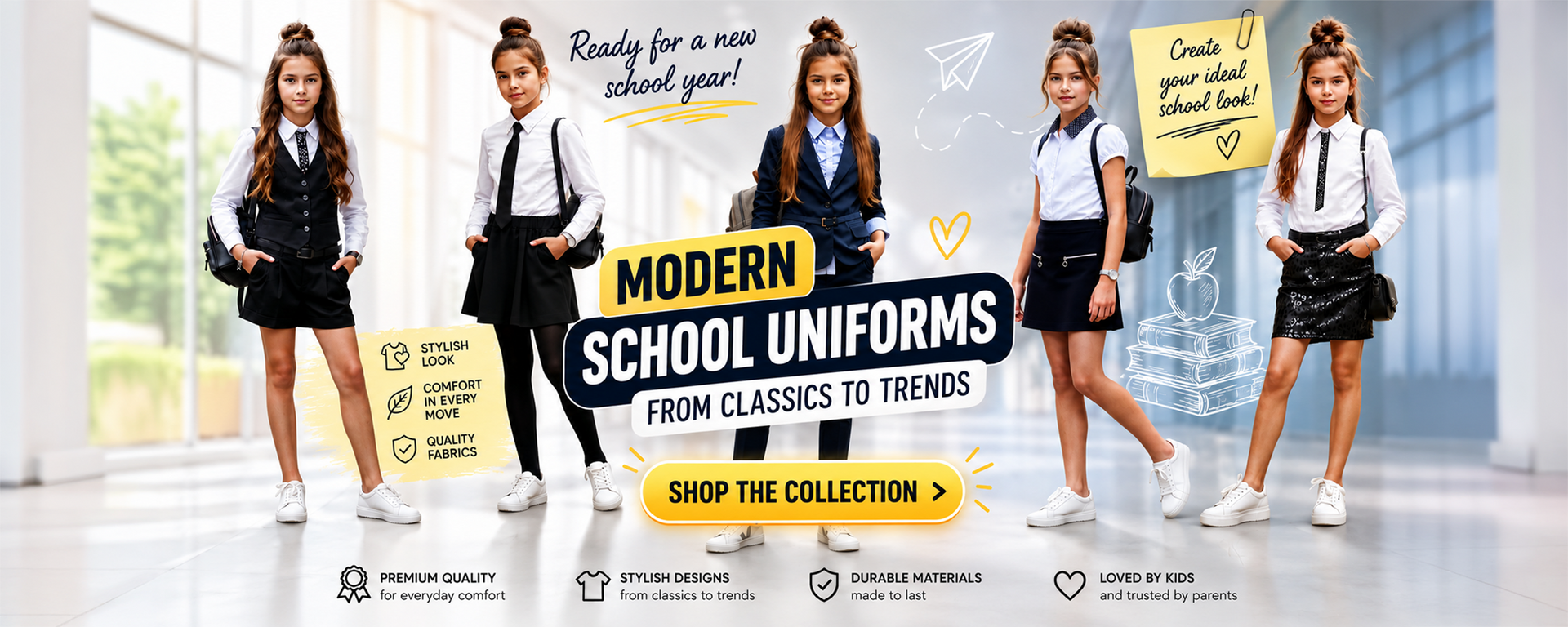 School uniforms for girls and teens — stylish school clothes from classic styles to modern trends