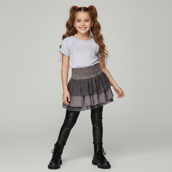 T-shirt for girls Wojcik Czas Zakupow lavender, 134