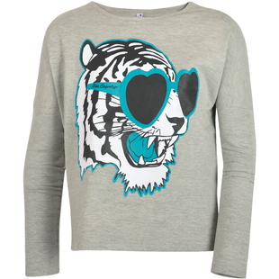 Girls&rsquo; long sleeve top Reporter Young with tiger print 143-42G-43-119 grey, 146