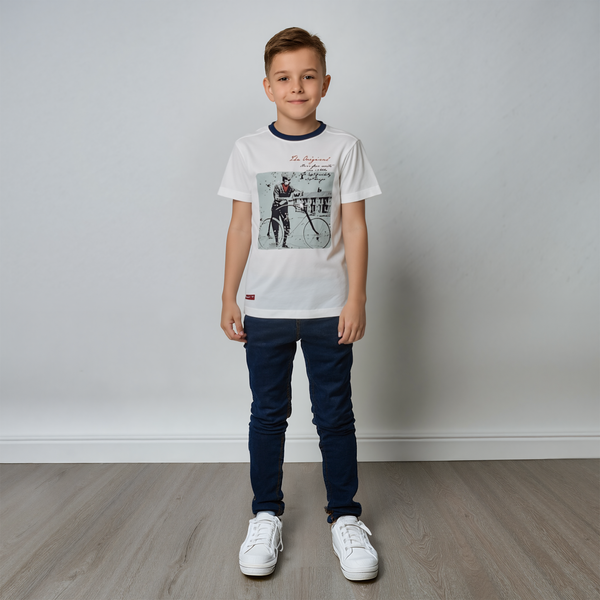 T-shirt for boy Wojcik Jazda Na Rowerze white, 110