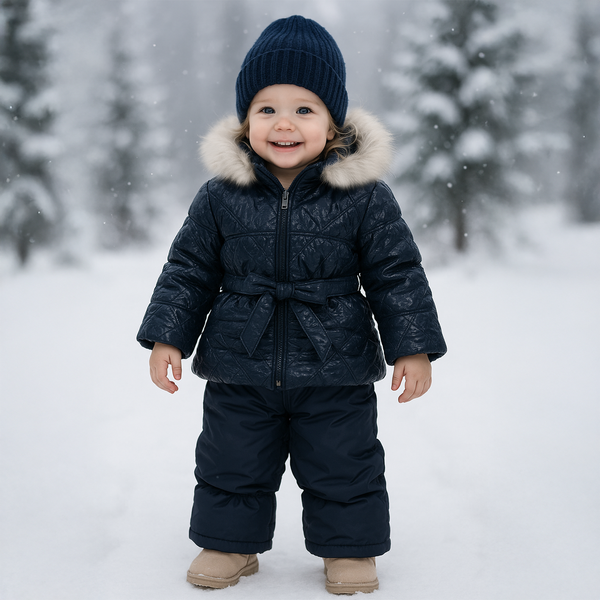 Куртка зимова для дівчинки з штанами Wojcik "Moja Cenna Torebeczka" синя з хутром 2011ЛДМ фото