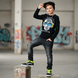 Teen boys&rsquo; long sleeve T-shirt Reporter Young black with skull headphones print 133-42B-98-100, 146