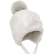 Pupill Weronika Girls' Grey Fur Winter Hat with Rhinestones and Pom-pom, 50-52 cm (2-3 years)