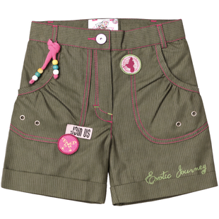 Girl's Shorts "Ekzotyczna Podroz" Wojcik Khaki with Embroidery, 92