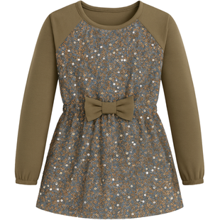 Girl&rsquo;s Tunic Wojcik Brazowe Refleksy Brown with Sequins, 116