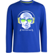 Teen boys&rsquo; long sleeve T-shirt Reporter Young blue with skull headphones print 133-42B-98-472, 146